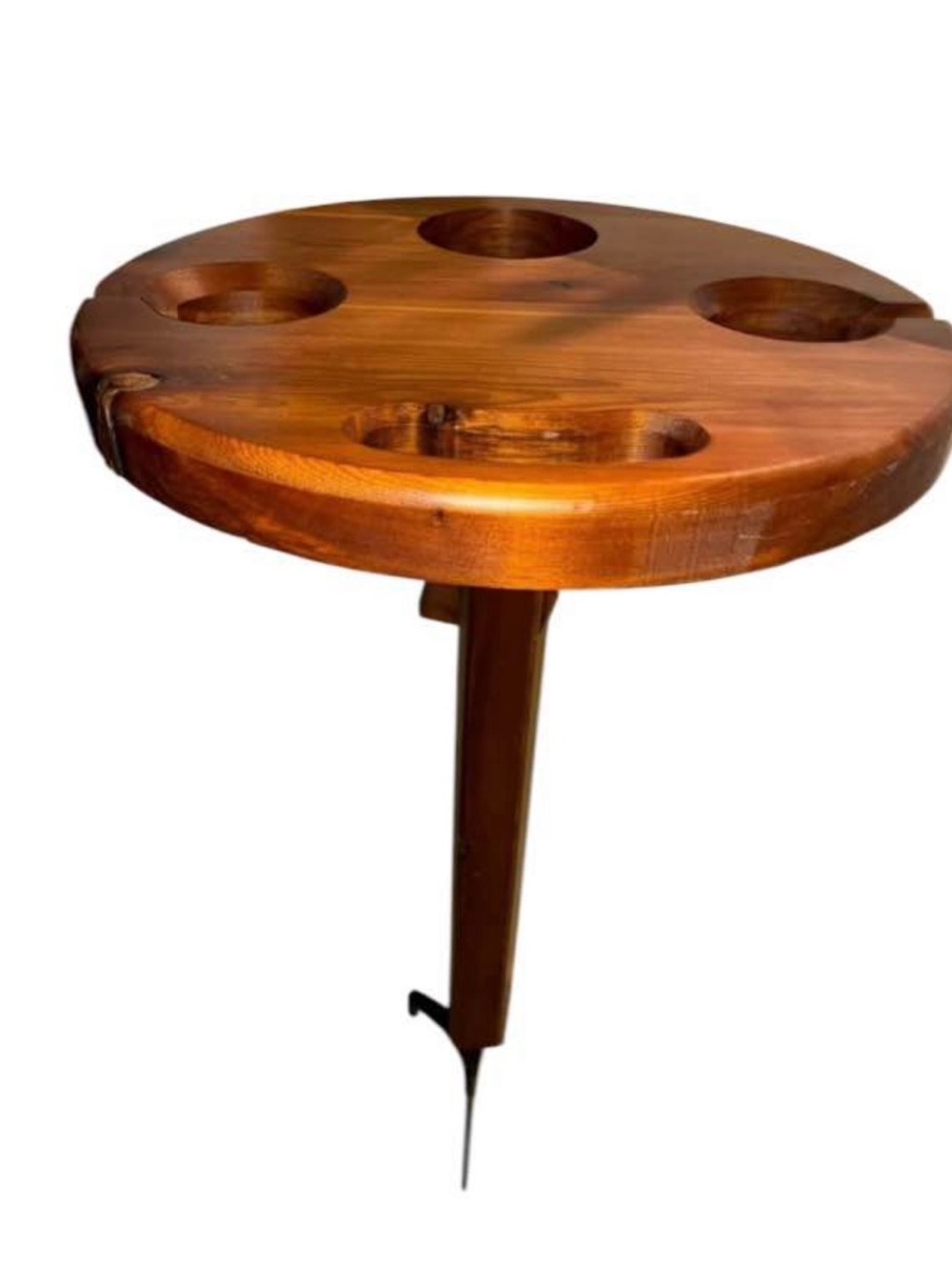 Wooden Portable Round Wine and Snack Side Table